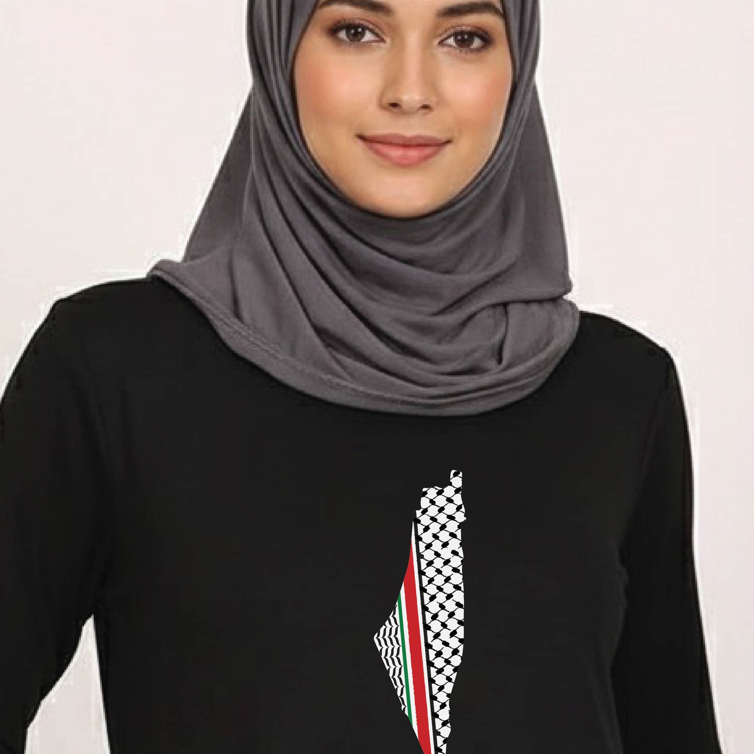 Palestine Urdu Women’s Long Tee – 100% Cotton