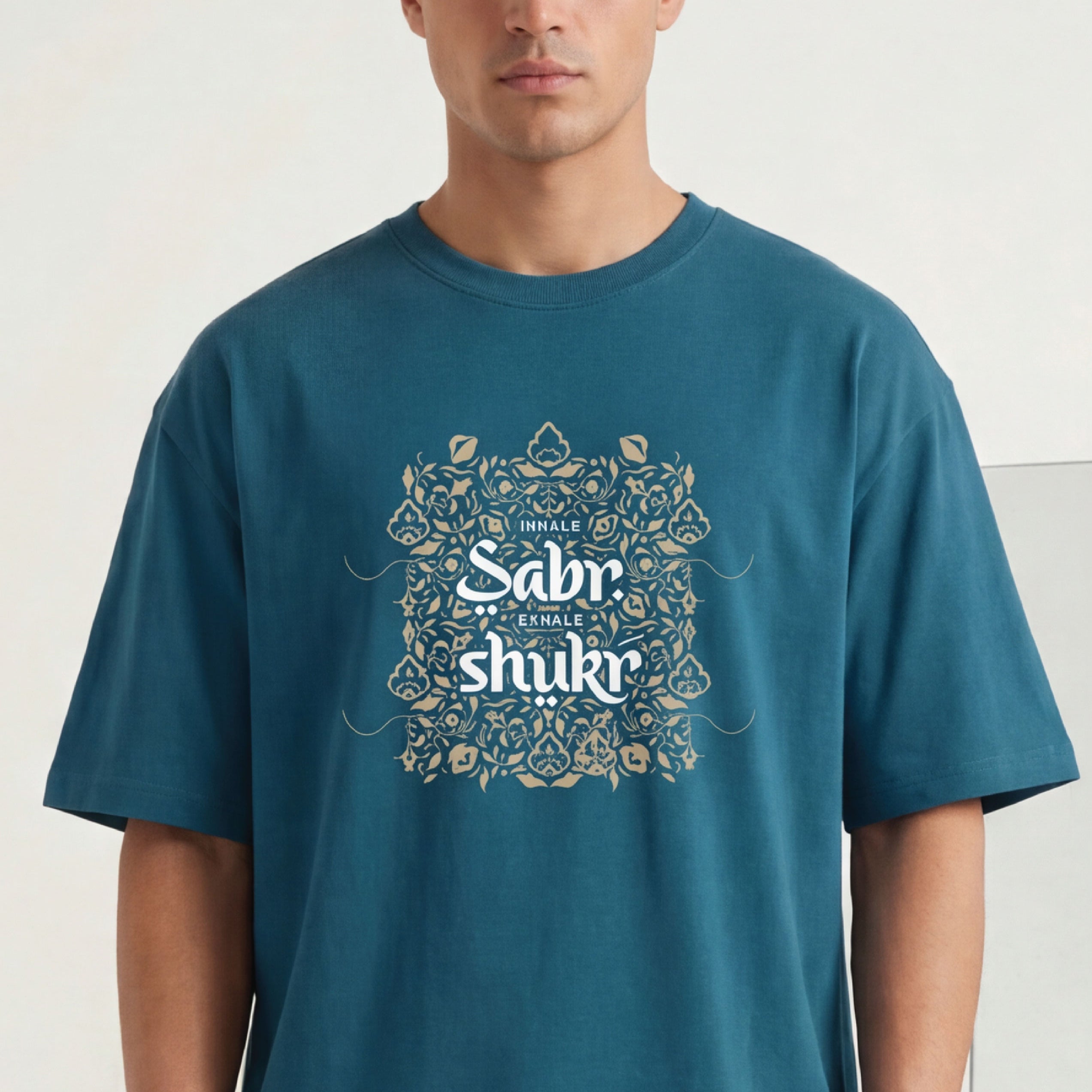 inhale Sabr Exhale Shukr Heritage Bloom Oversized Urdu T-Shirt