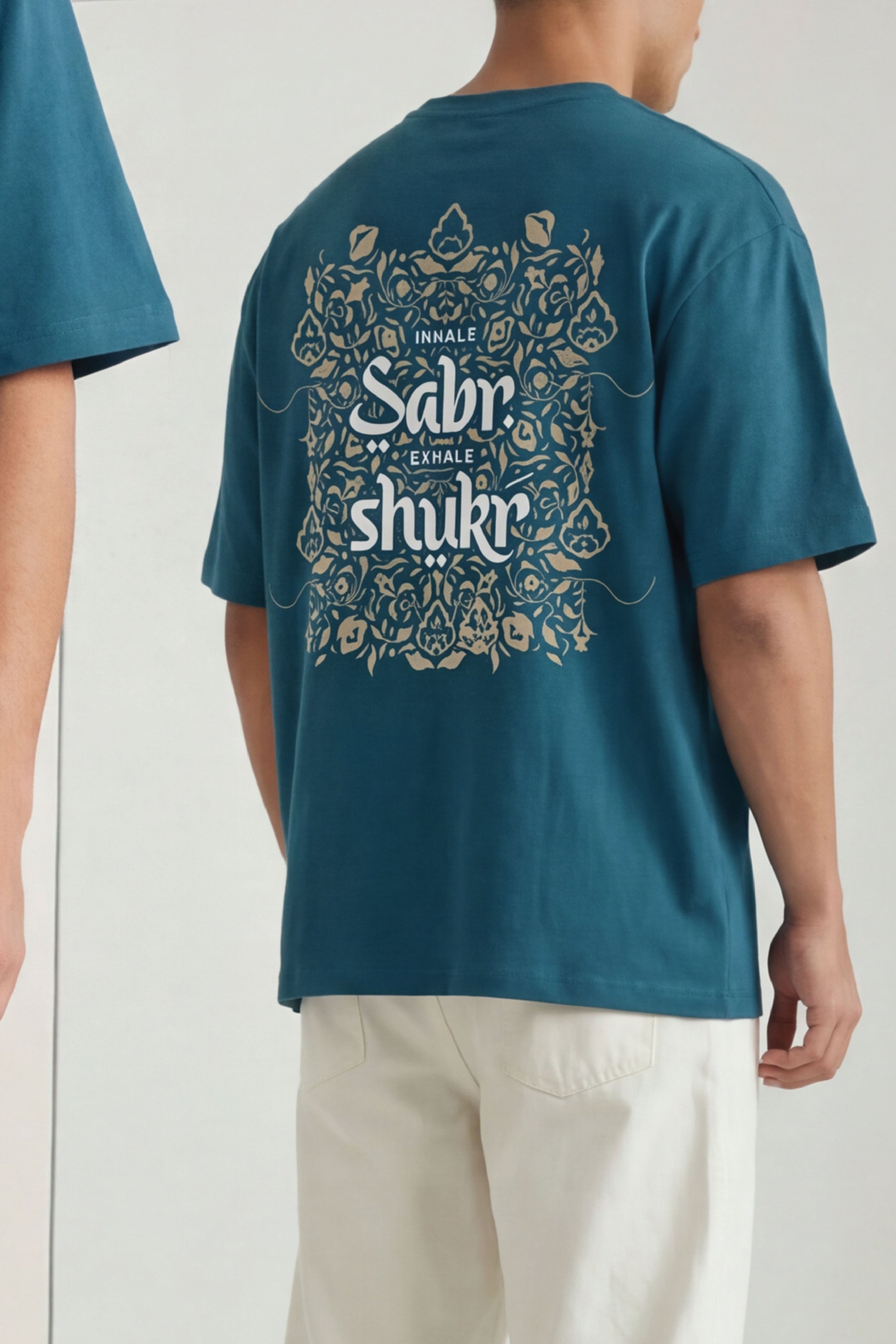inhale Sabr Exhale Shukr Heritage Bloom Oversized Urdu T-Shirt