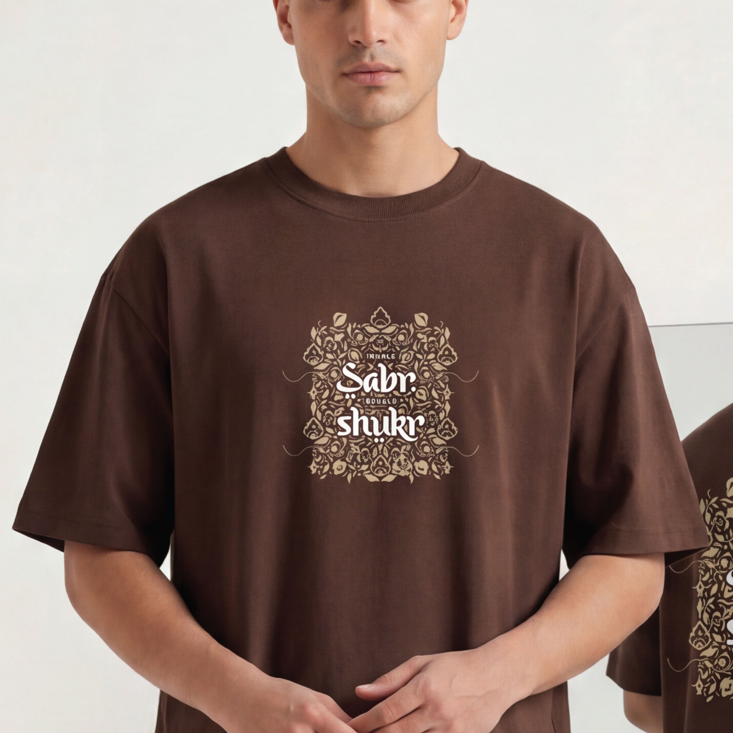 inhale Sabr Exhale Shukr Heritage Bloom Oversized Urdu T-Shirt