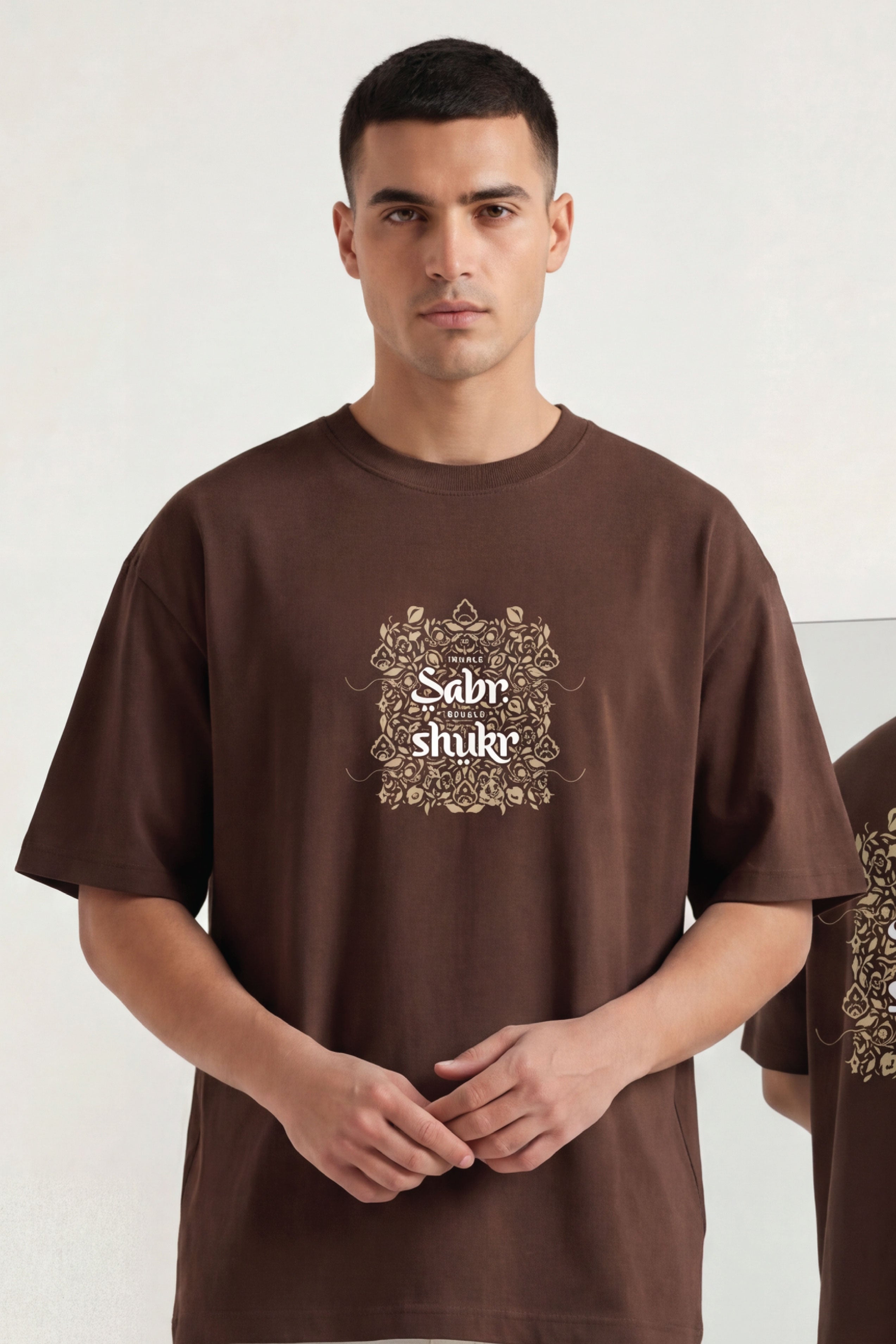 inhale Sabr Exhale Shukr Heritage Bloom Oversized Urdu T-Shirt