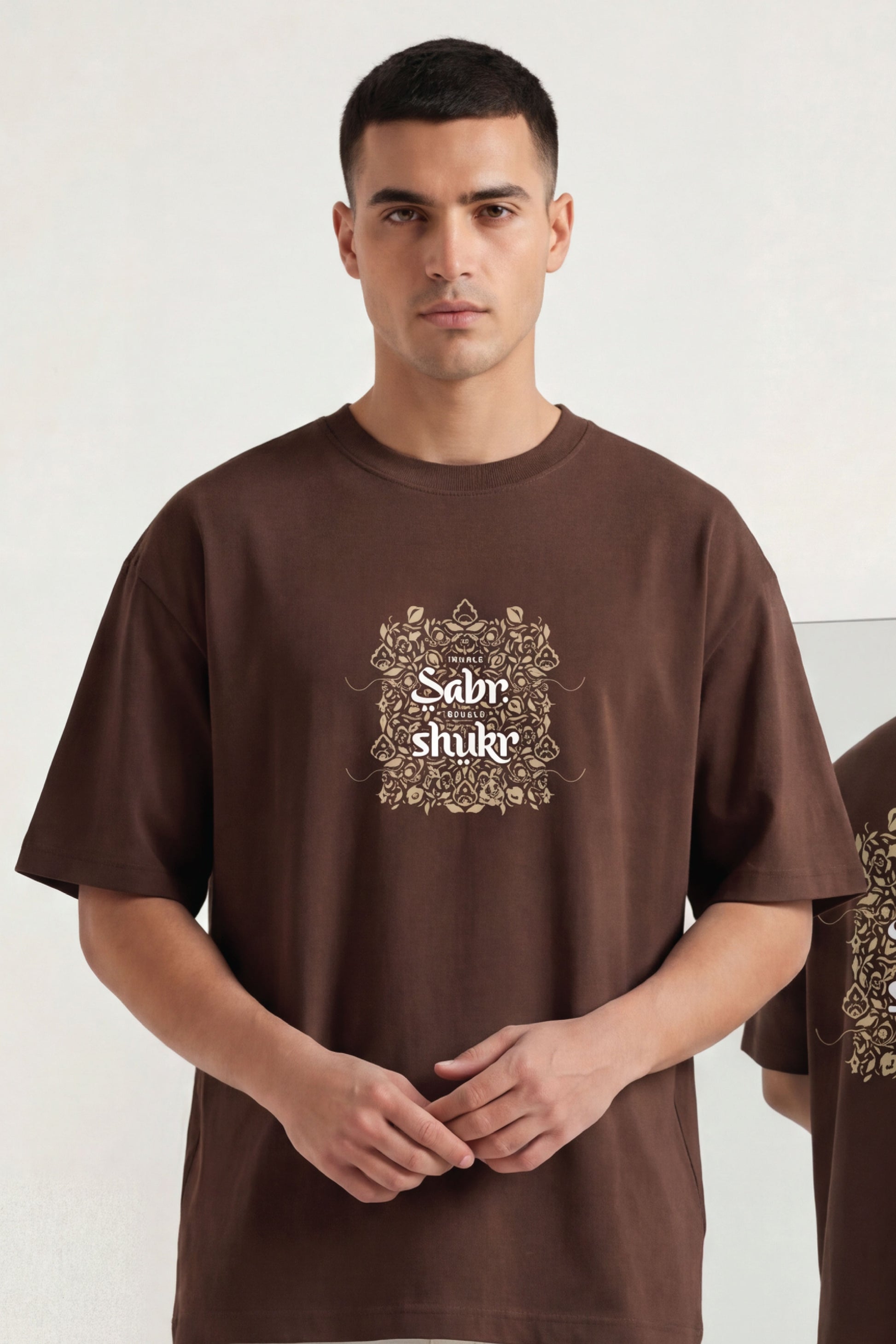 inhale Sabr Exhale Shukr Heritage Bloom Oversized Urdu T-Shirt