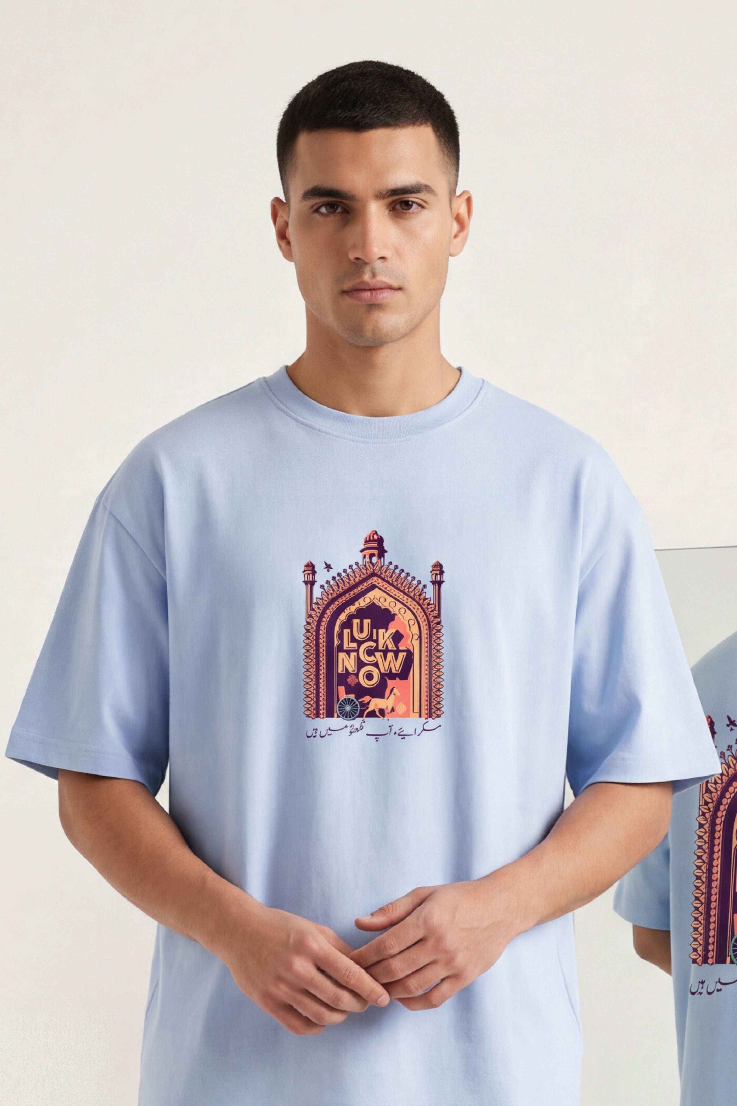 Muskuraiye Aap Lucknow Mein Hain Oversized Urdu T-Shirt 240 GSM