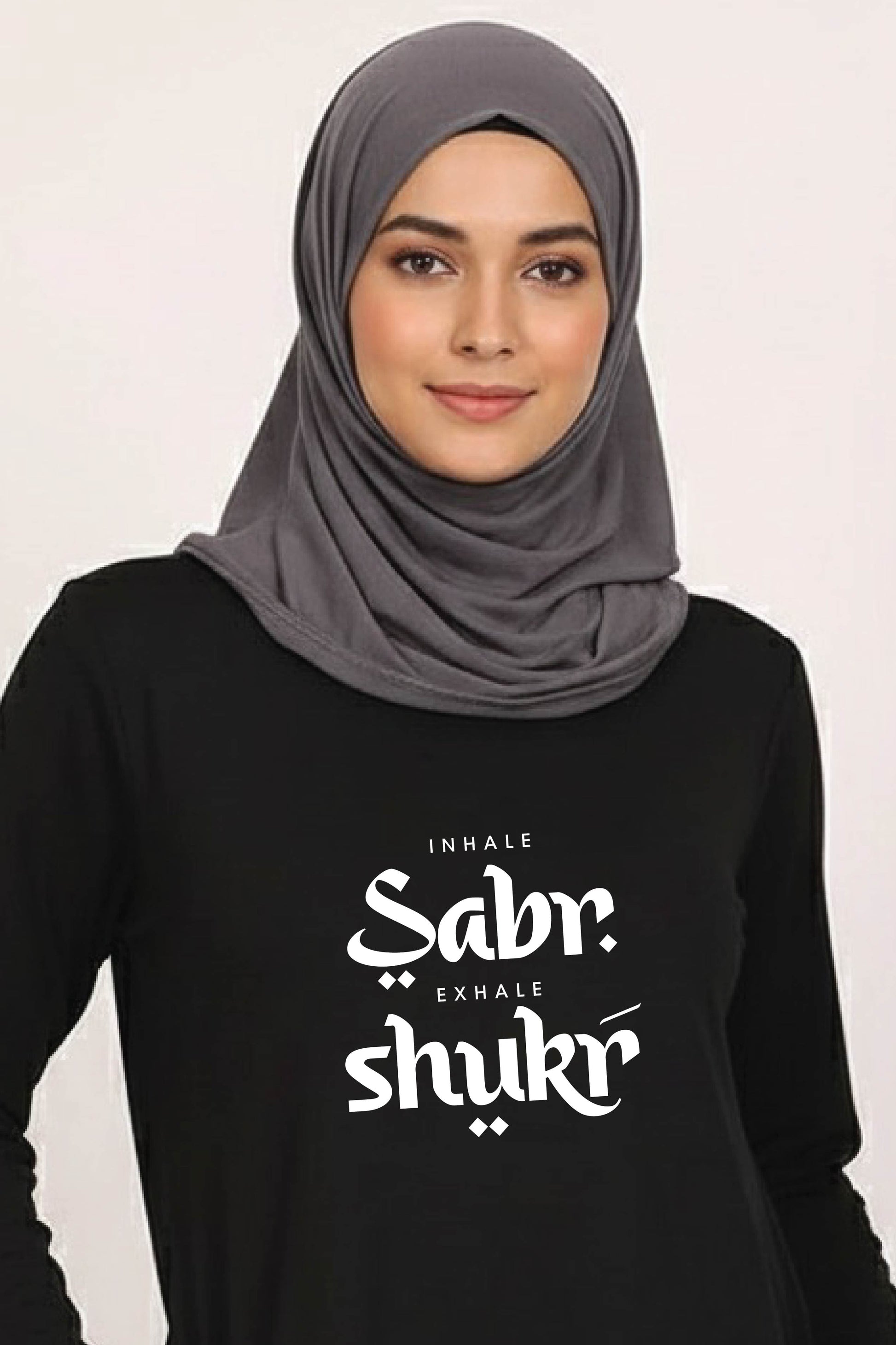 Inhale Sabr Exhale Shukr Urdu Women’s Long Tee – 100% Cotton