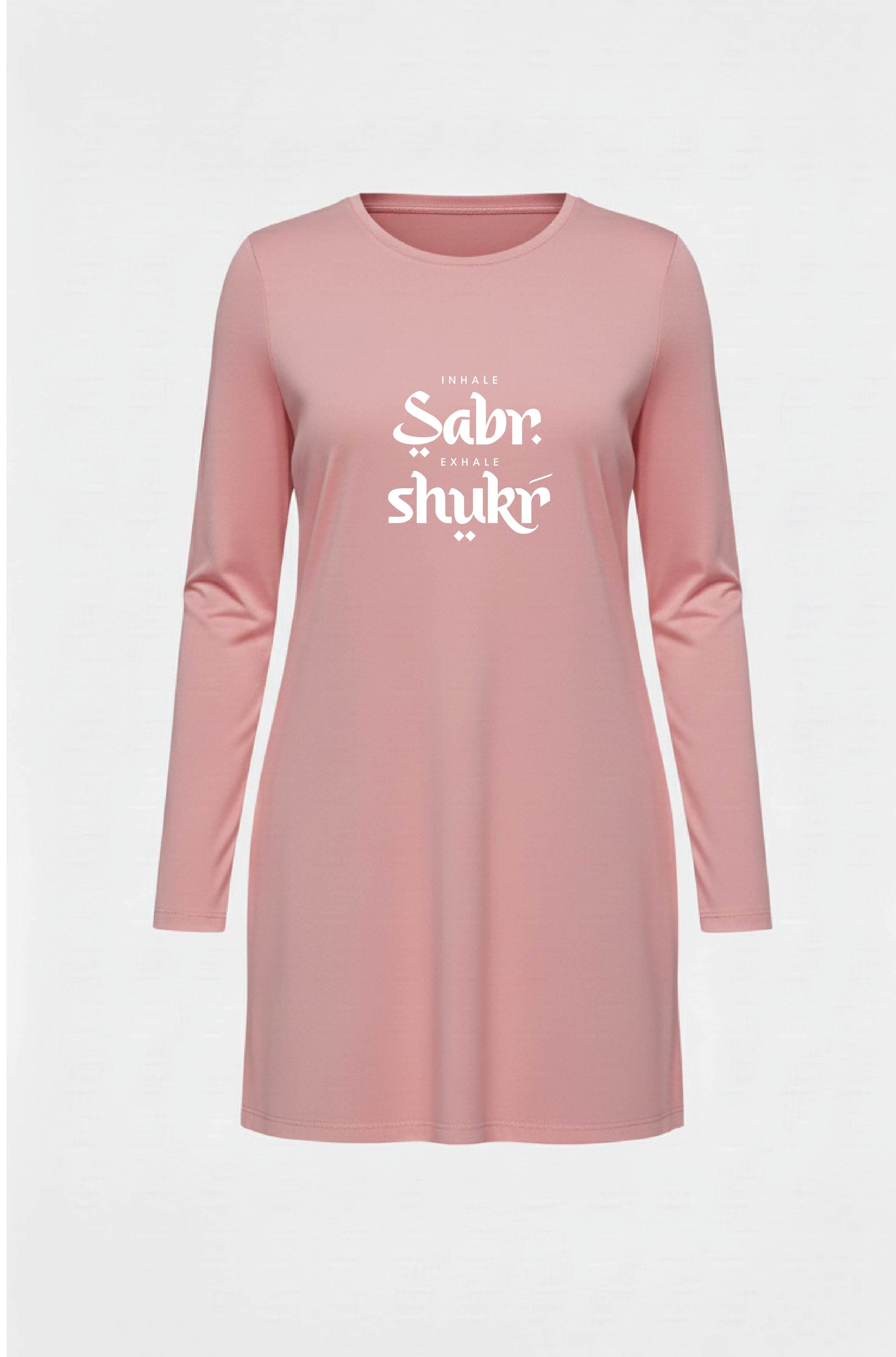 Inhale Sabr Exhale Shukr Urdu Women’s Long Tee – 100% Cotton