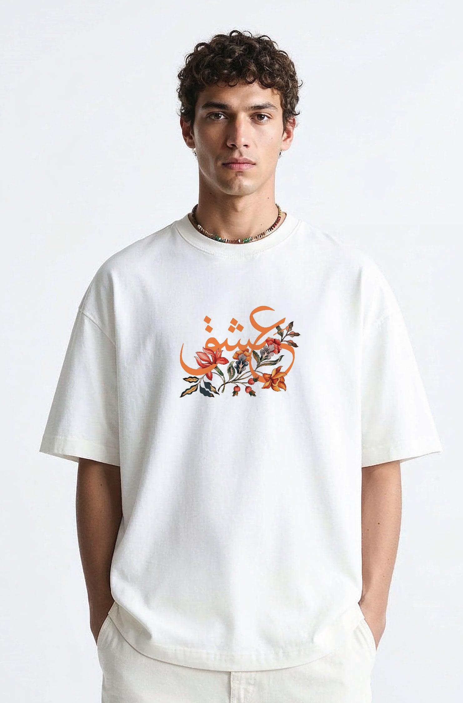 Bloom of Ishq Oversized Urdu T-Shirt Black 240 GSM