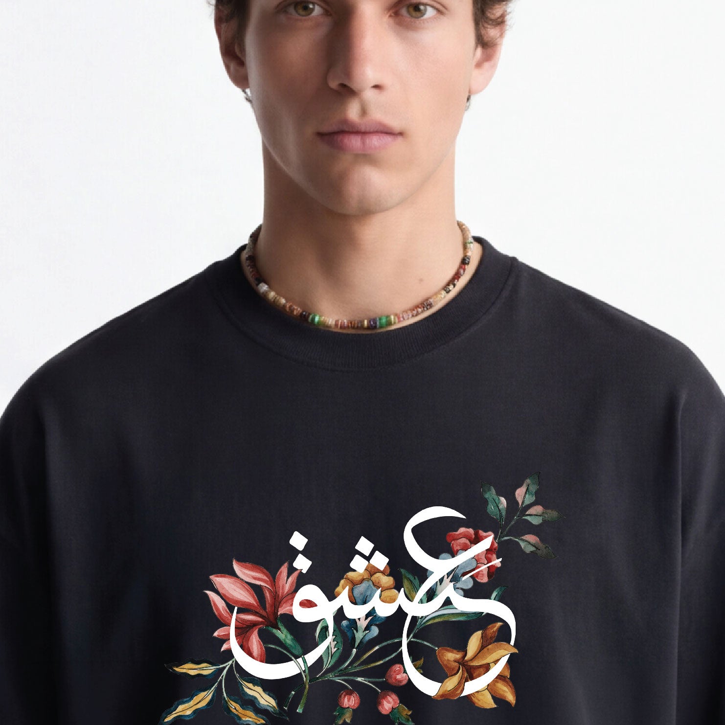 Bloom of Ishq Oversized Urdu T-Shirt Black 240 GSM
