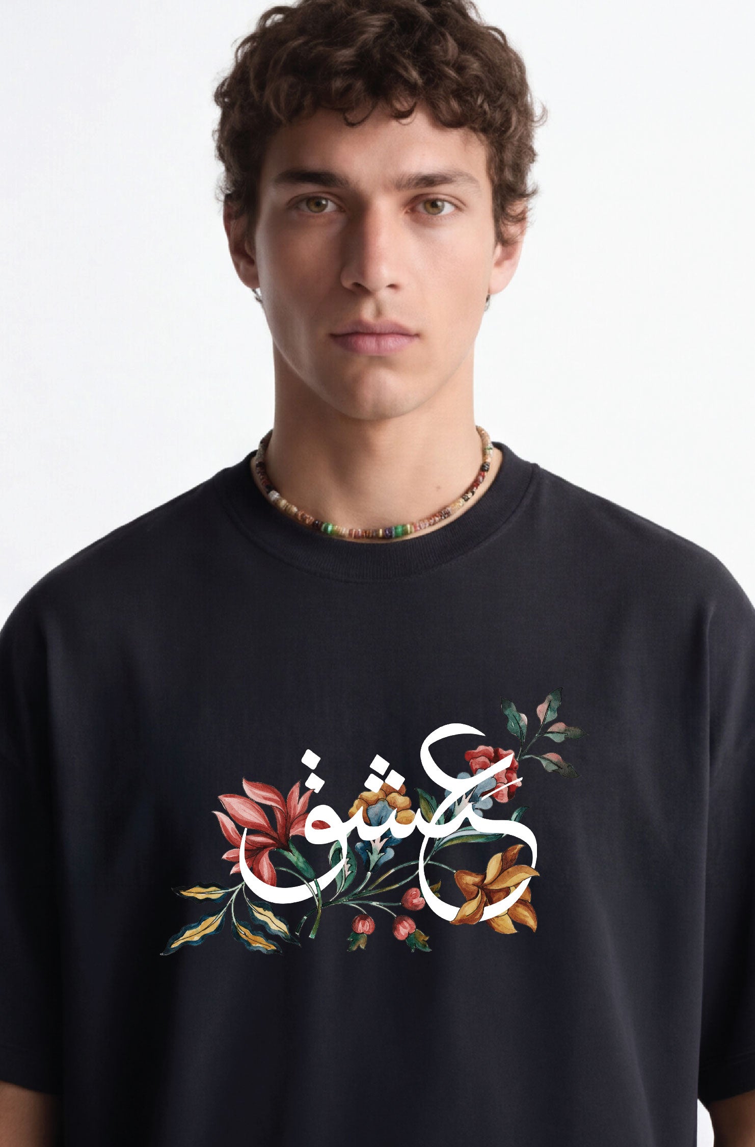 Bloom of Ishq Oversized Urdu T-Shirt Black 240 GSM