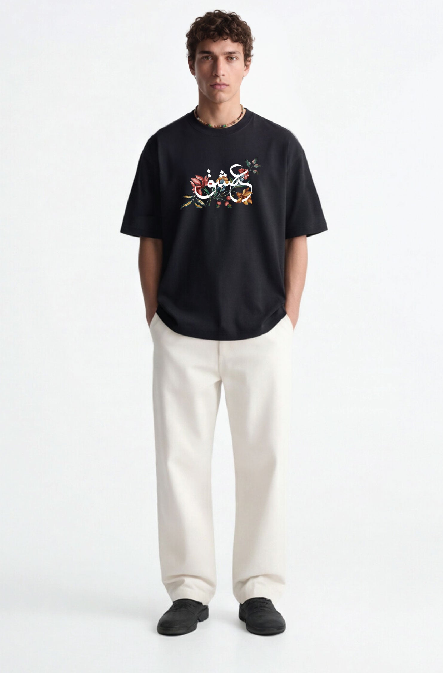 Bloom of Ishq Oversized Urdu T-Shirt Black 240 GSM