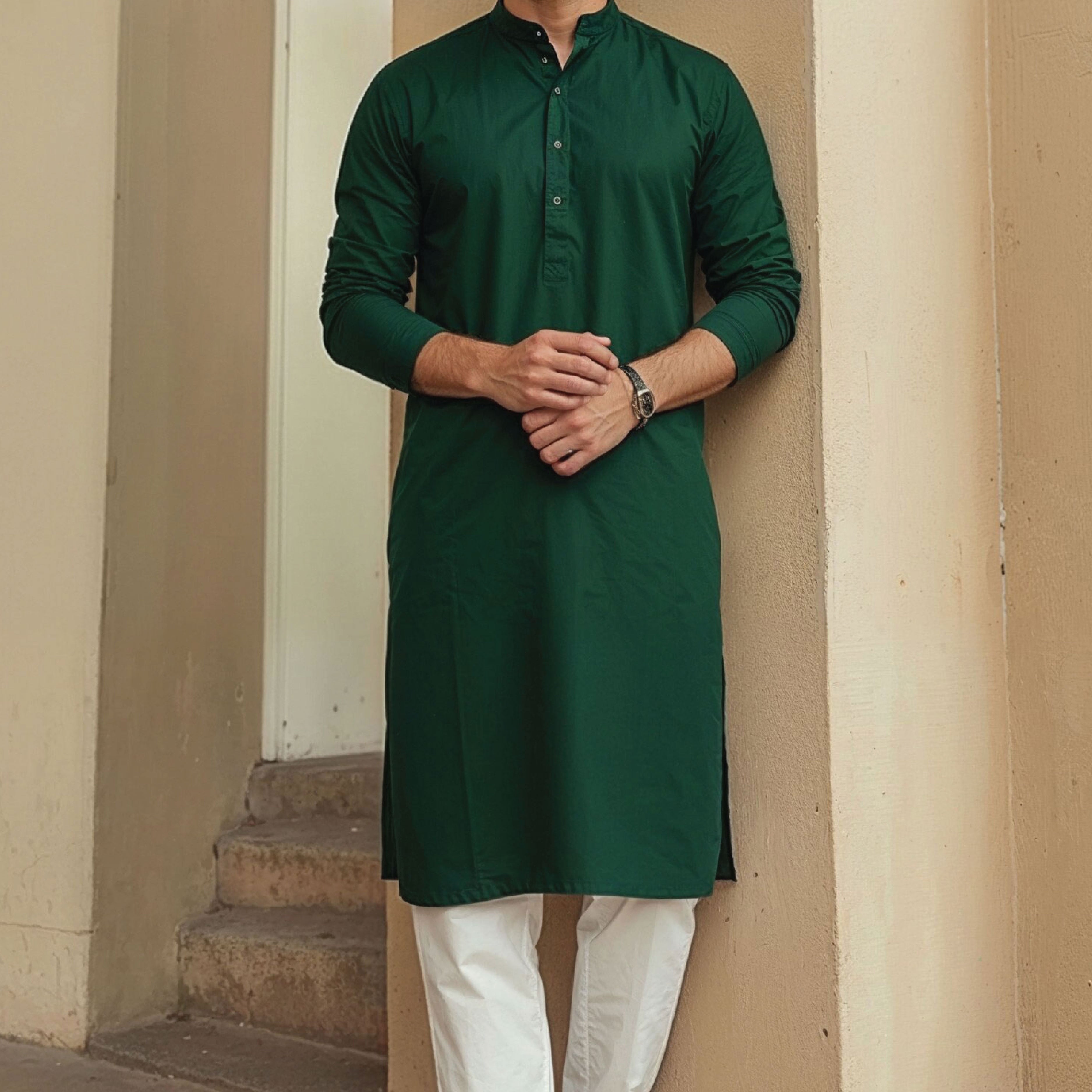 Premium Bottle Green Kurta Pajama for Men