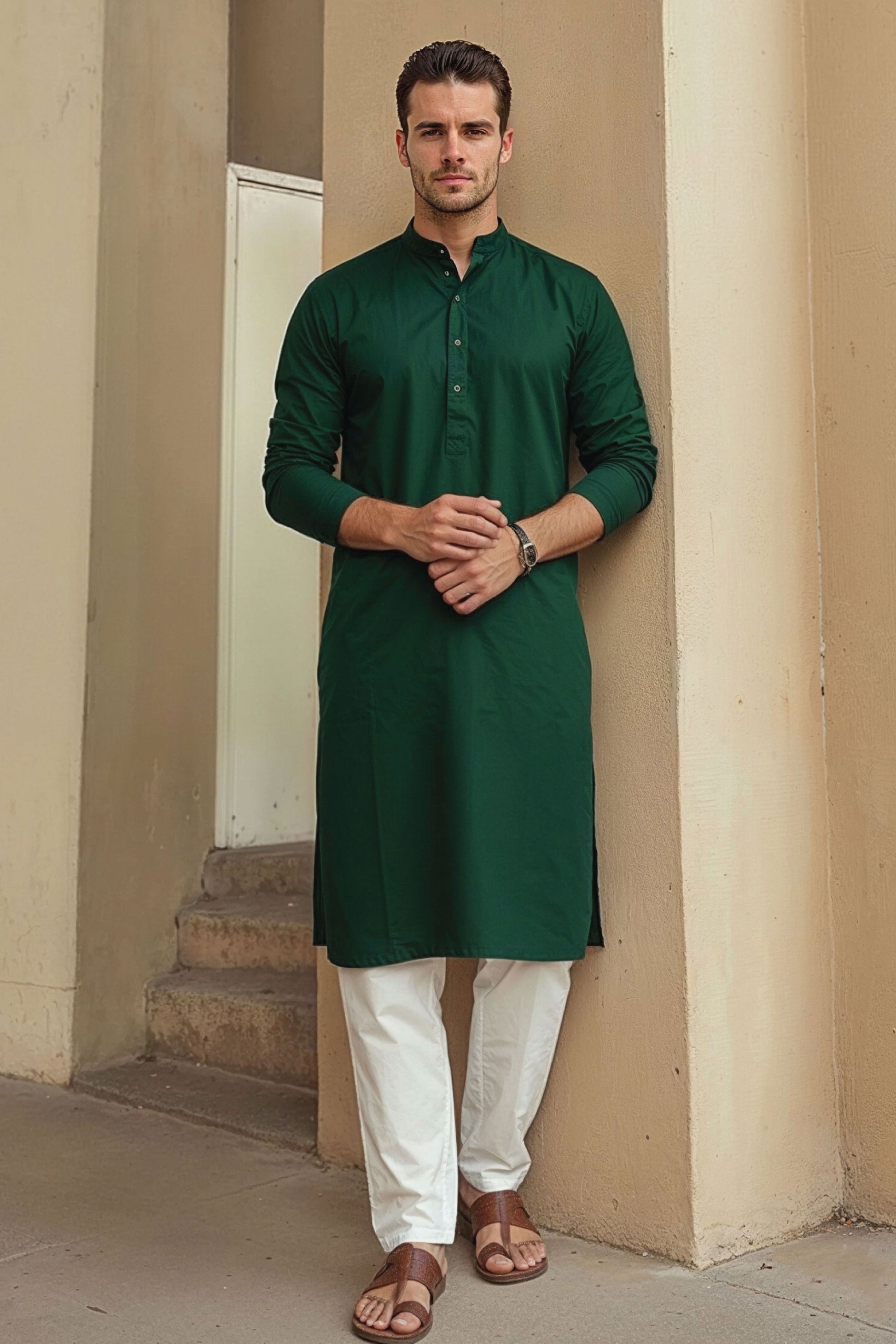 Premium Bottle Green Kurta Pajama for Men