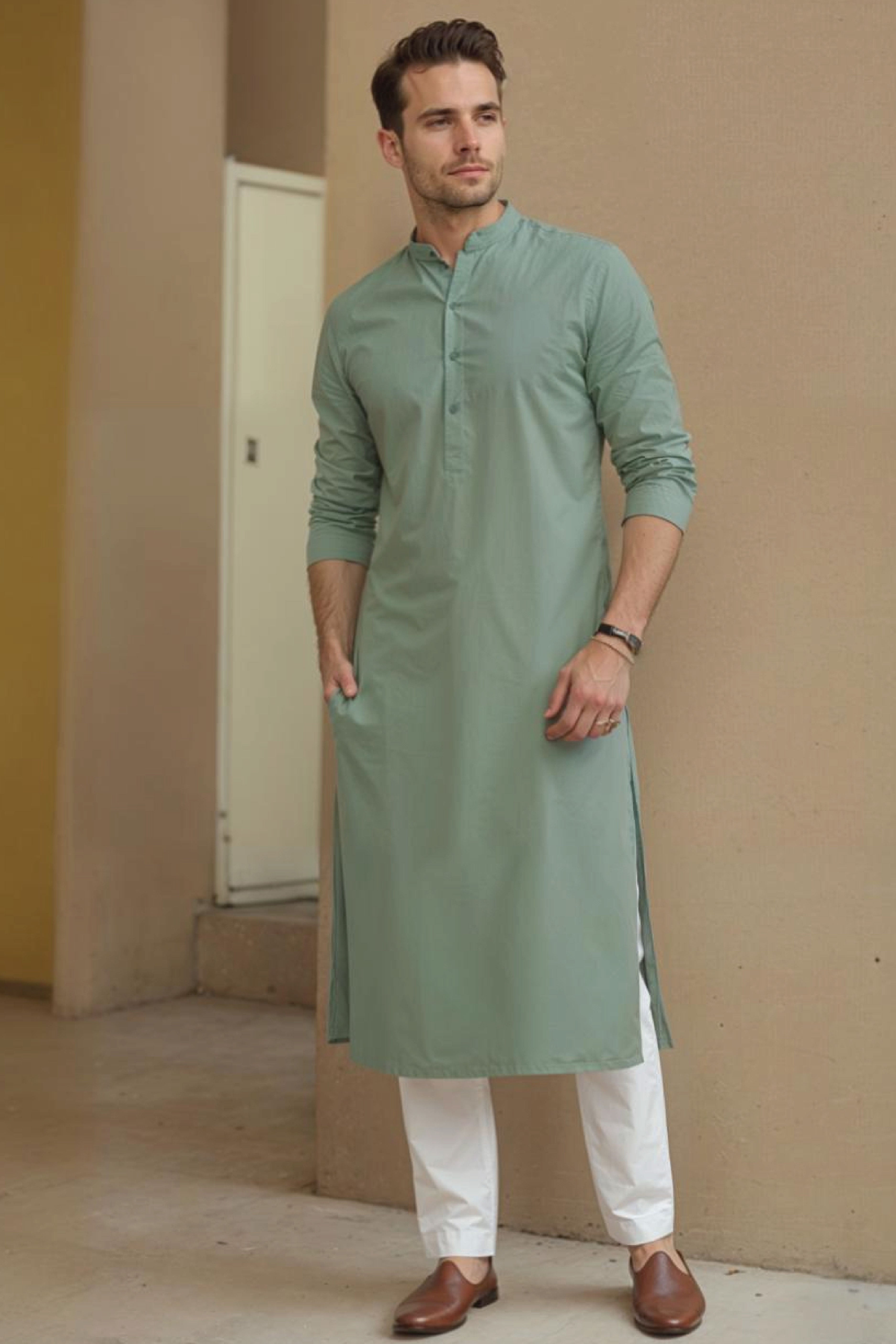Premium Sage Green Kurta Pajama for Men