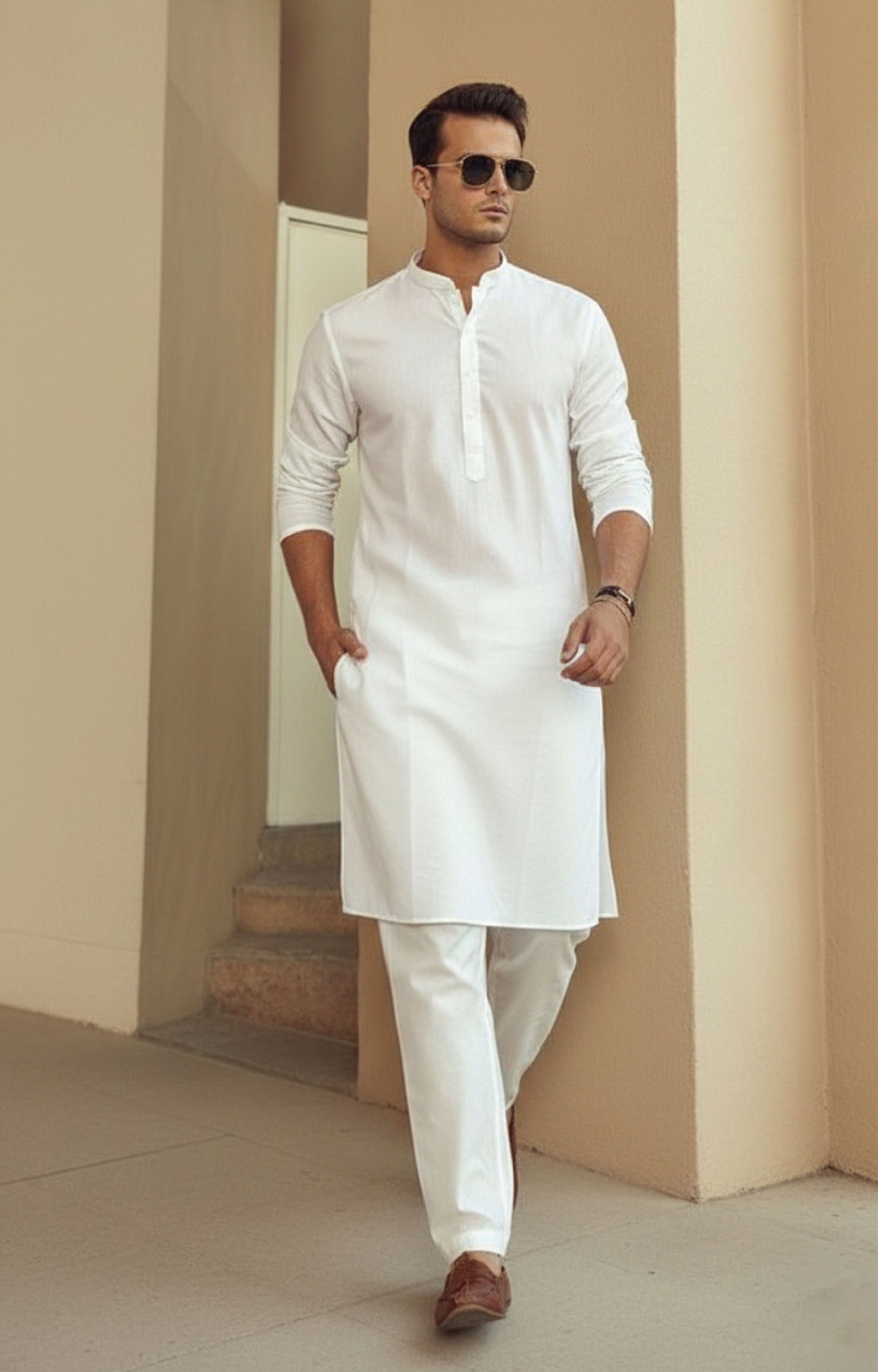 Classic White Kurta Pajama for Men