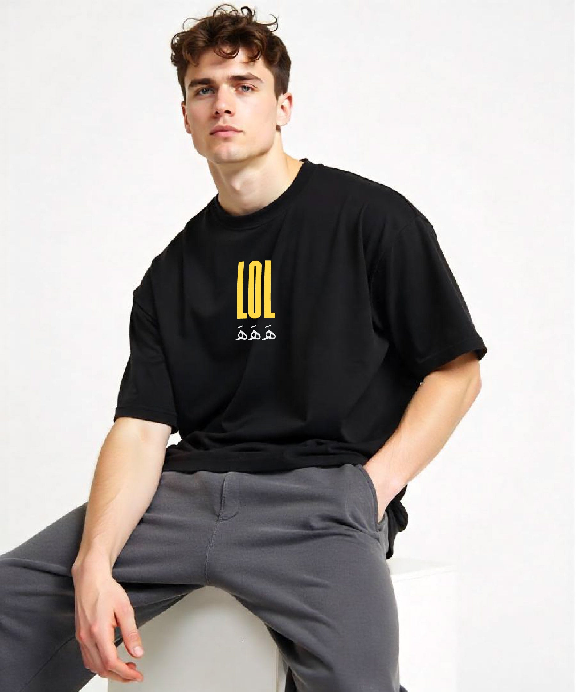 LOL Ha Ha Ha - Unisex Black Oversized Urdu T-Shirt