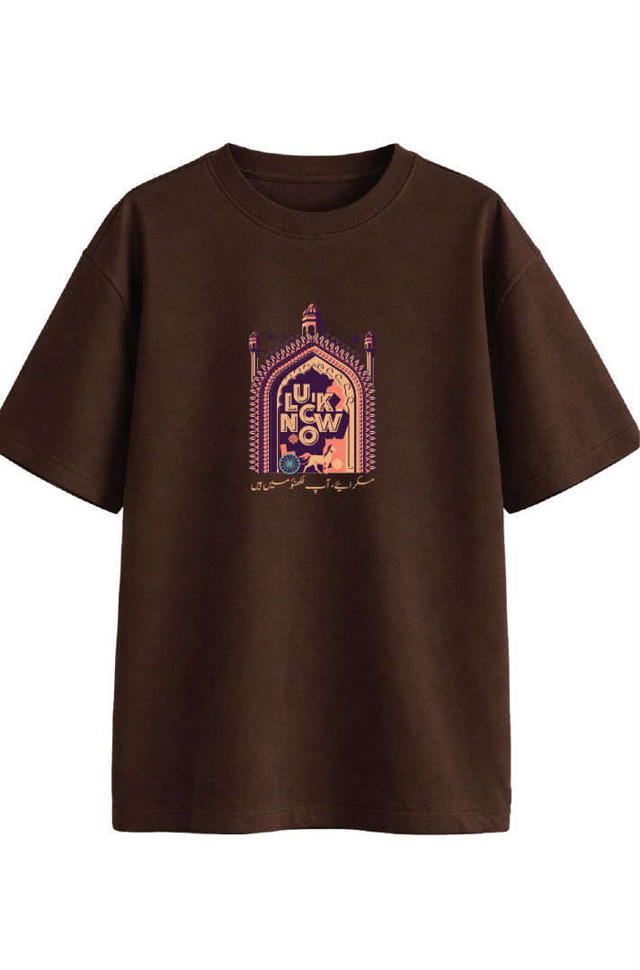 Muskuraiye Aap Lucknow Mein Hain Oversized Urdu T-Shirt 240 GSM