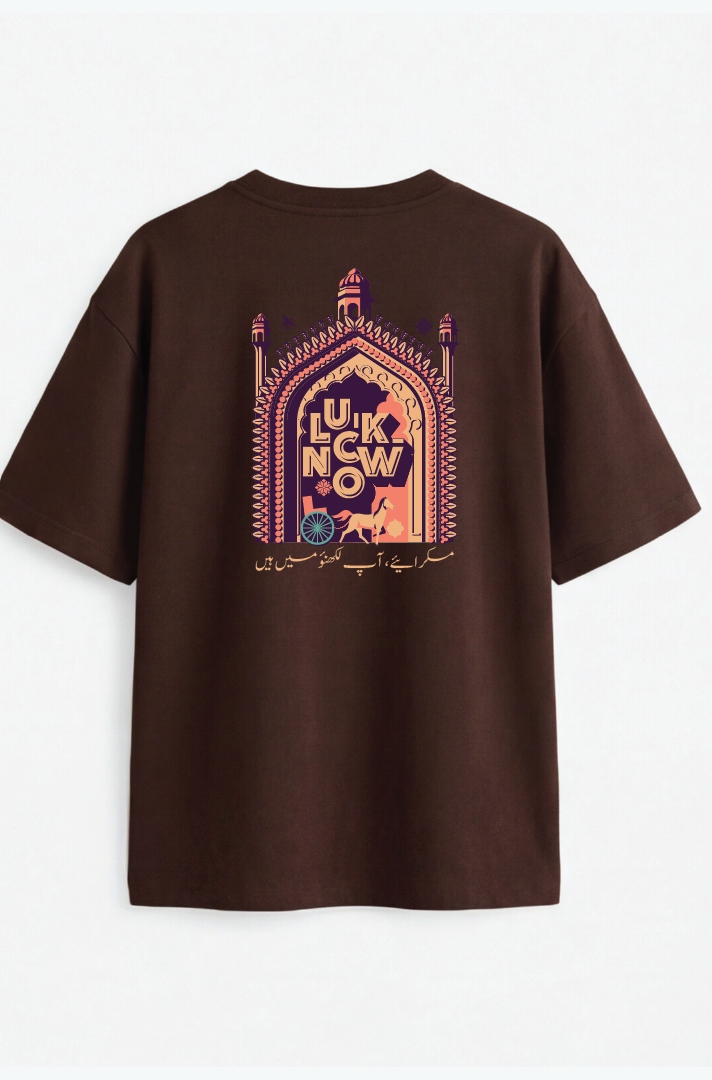 Muskuraiye Aap Lucknow Mein Hain Oversized Urdu T-Shirt 240 GSM