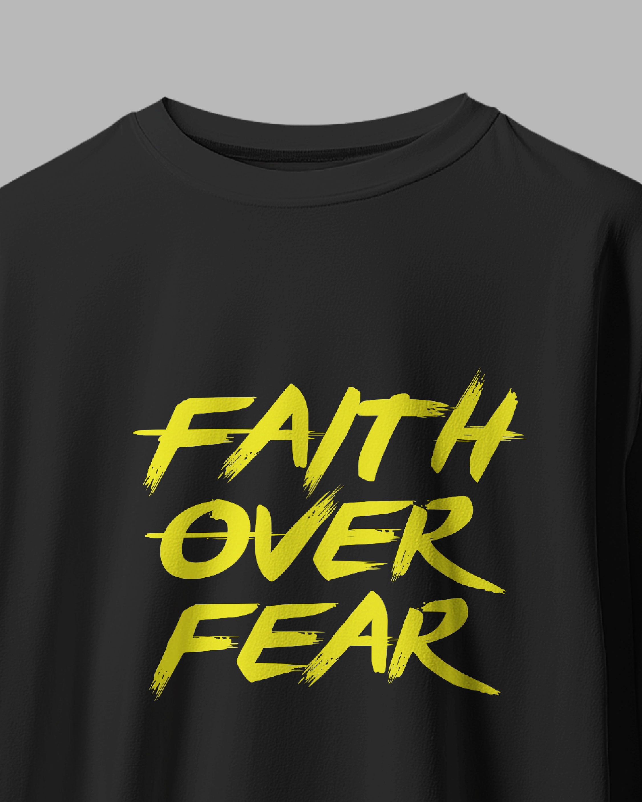Faith Over Fear - Unisex Black Oversized Urdu T-Shirt