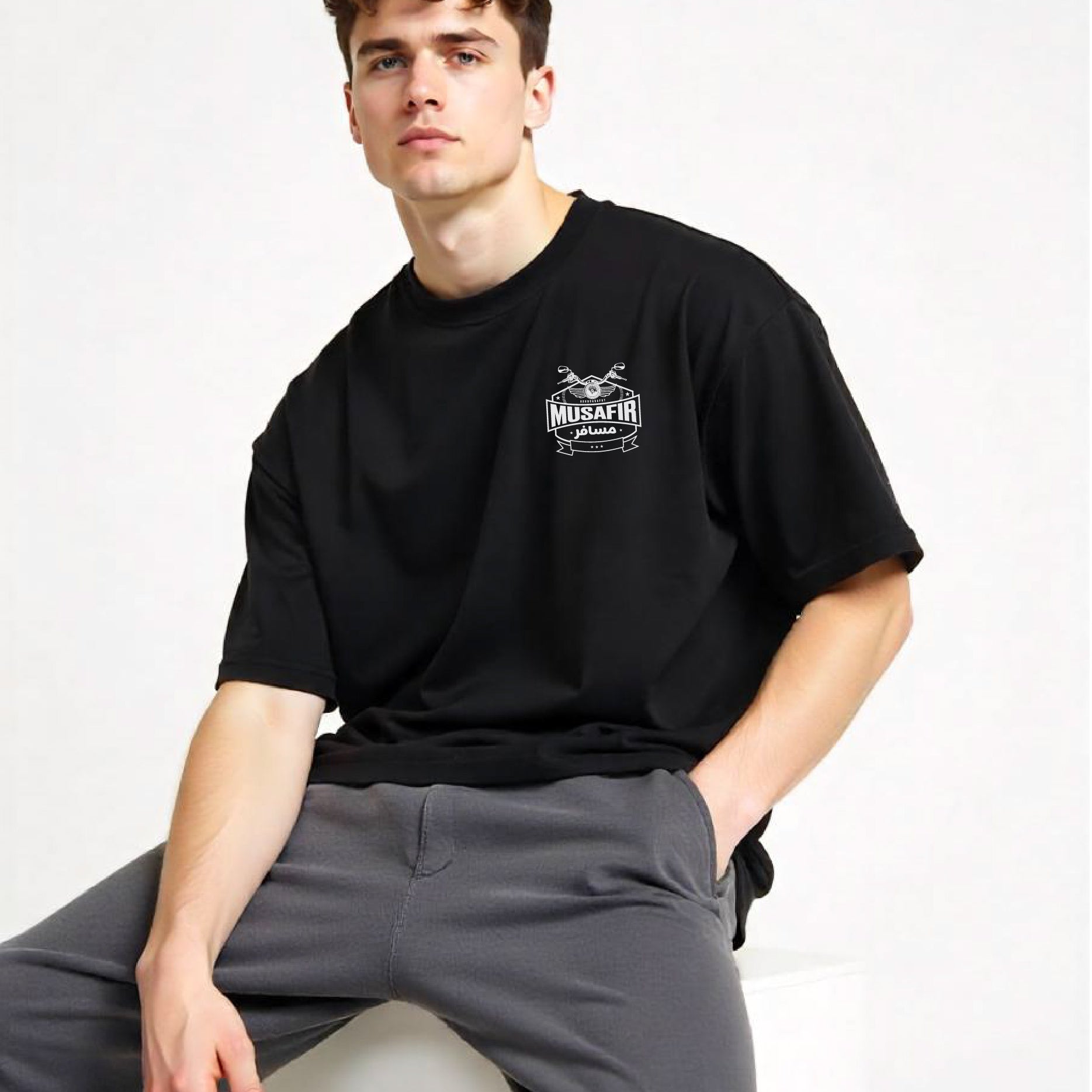 Musafir - Unisex Black Oversized Urdu T-Shirt
