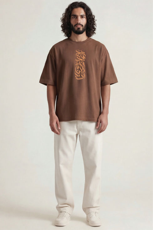Abstract Contemrery Calligraphy — Oversized Urdu T-Shirt (240 GSM)