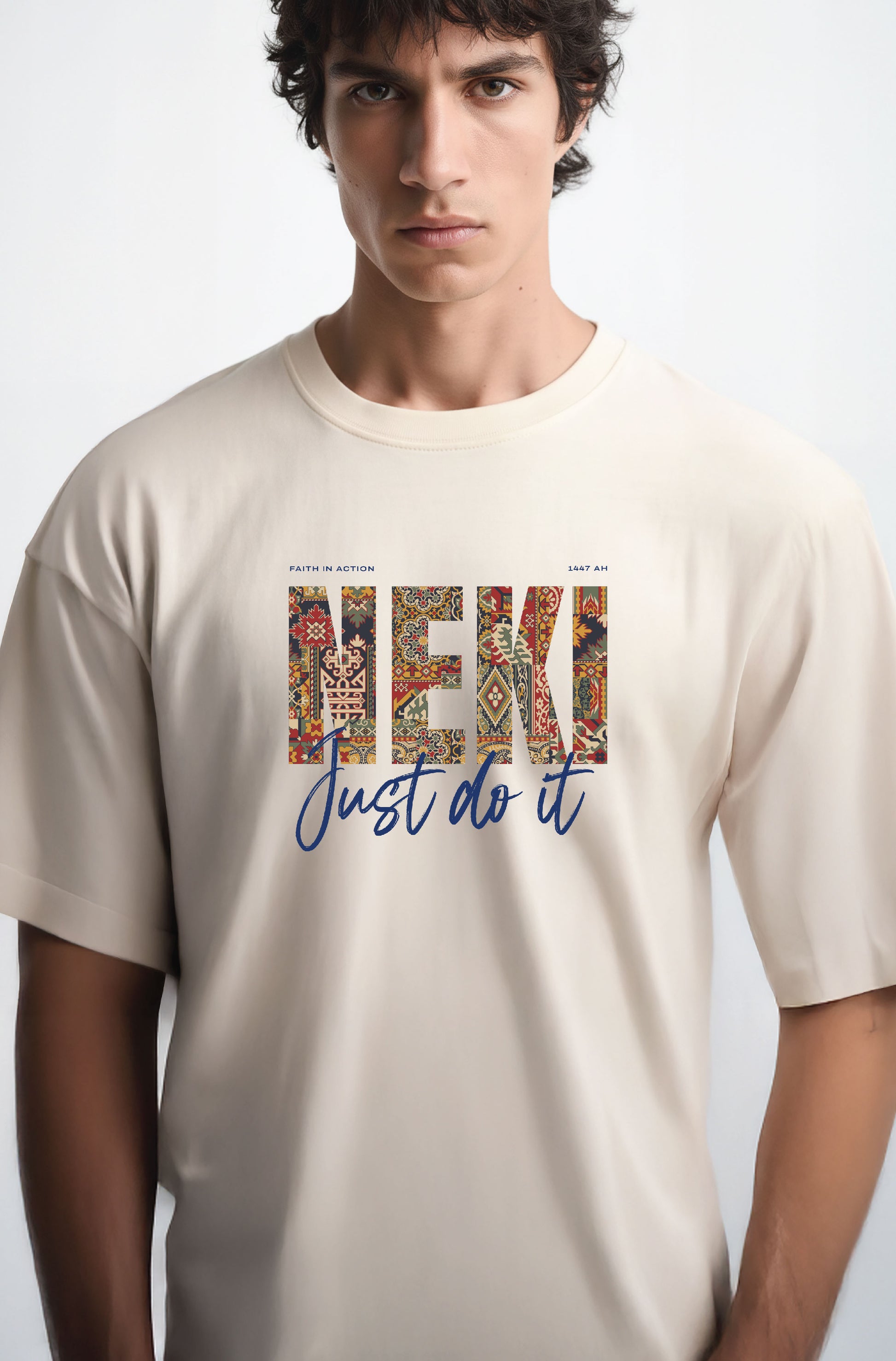 NEKI – Just Do It Oversized T-Shirt (Off-White) 240 GSM