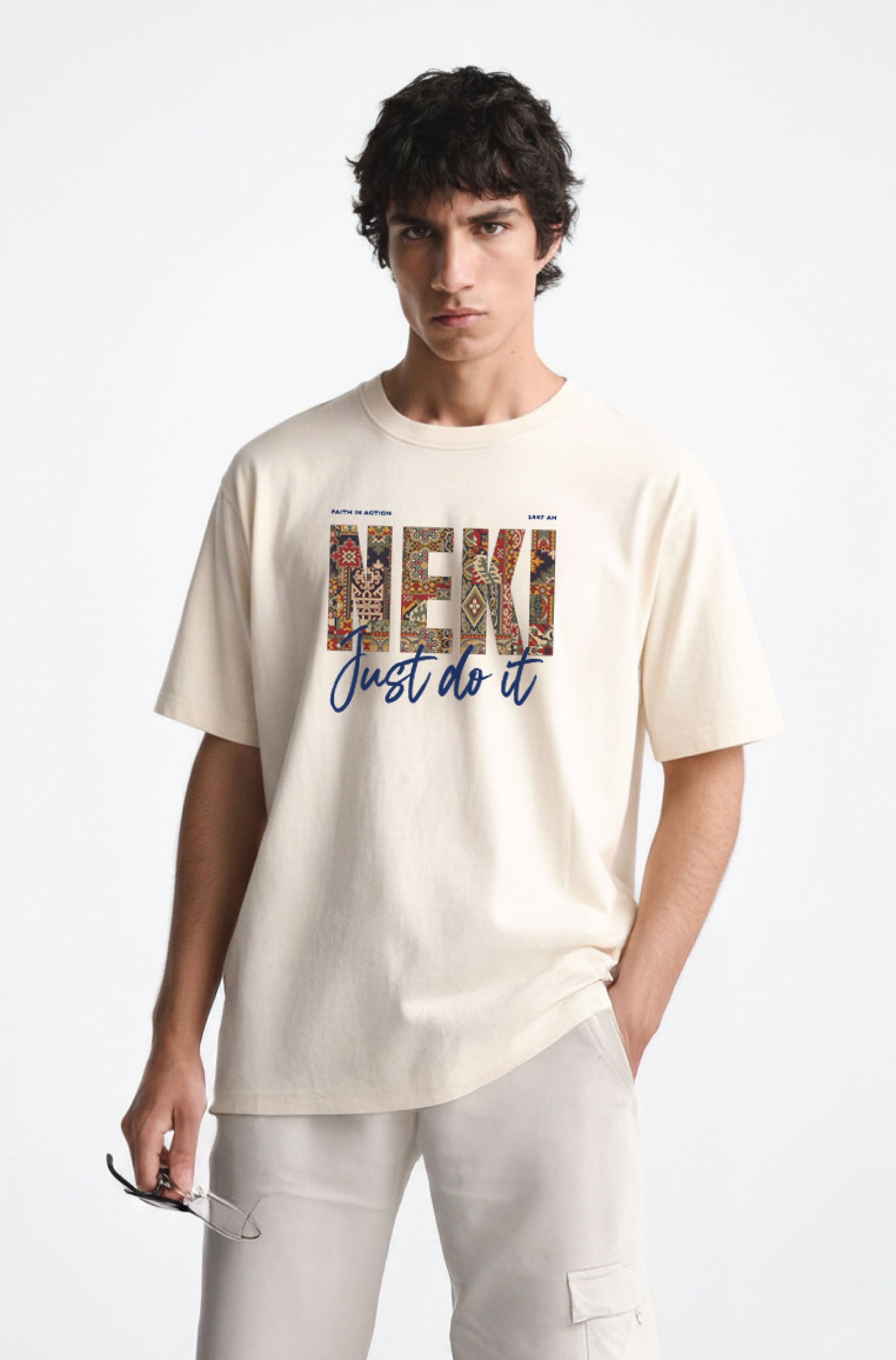 NEKI – Just Do It Oversized T-Shirt (Off-White) 240 GSM