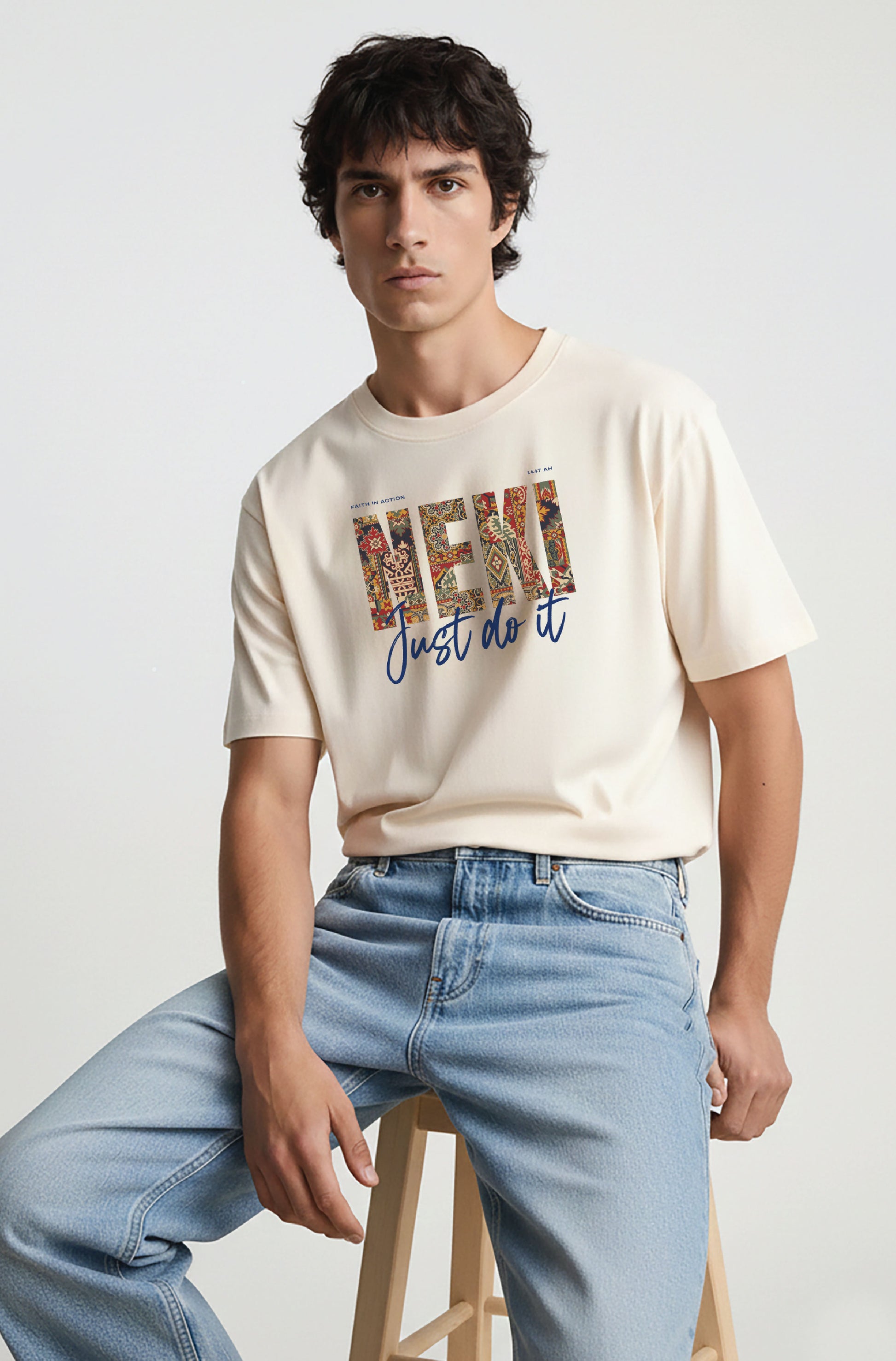 NEKI – Just Do It Oversized T-Shirt (Off-White) 240 GSM