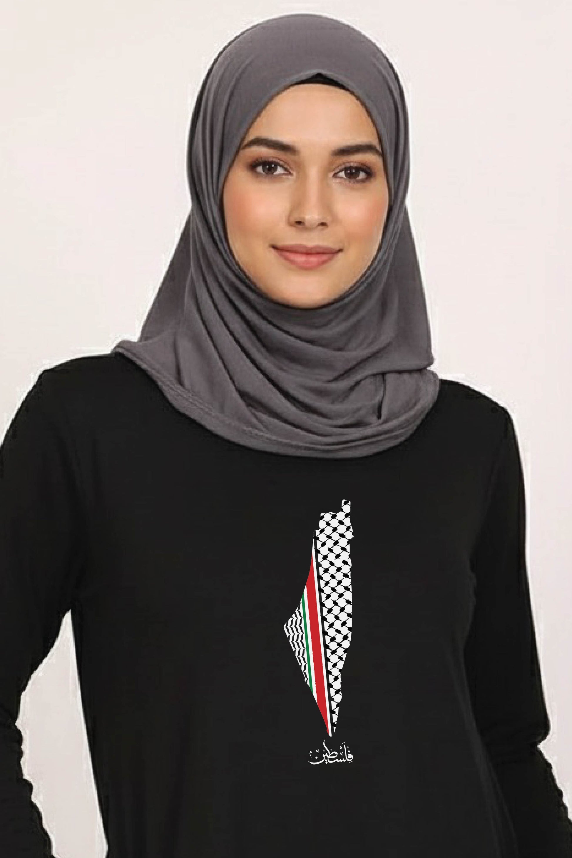 Palestine Urdu Women’s Long Tee – 100% Cotton