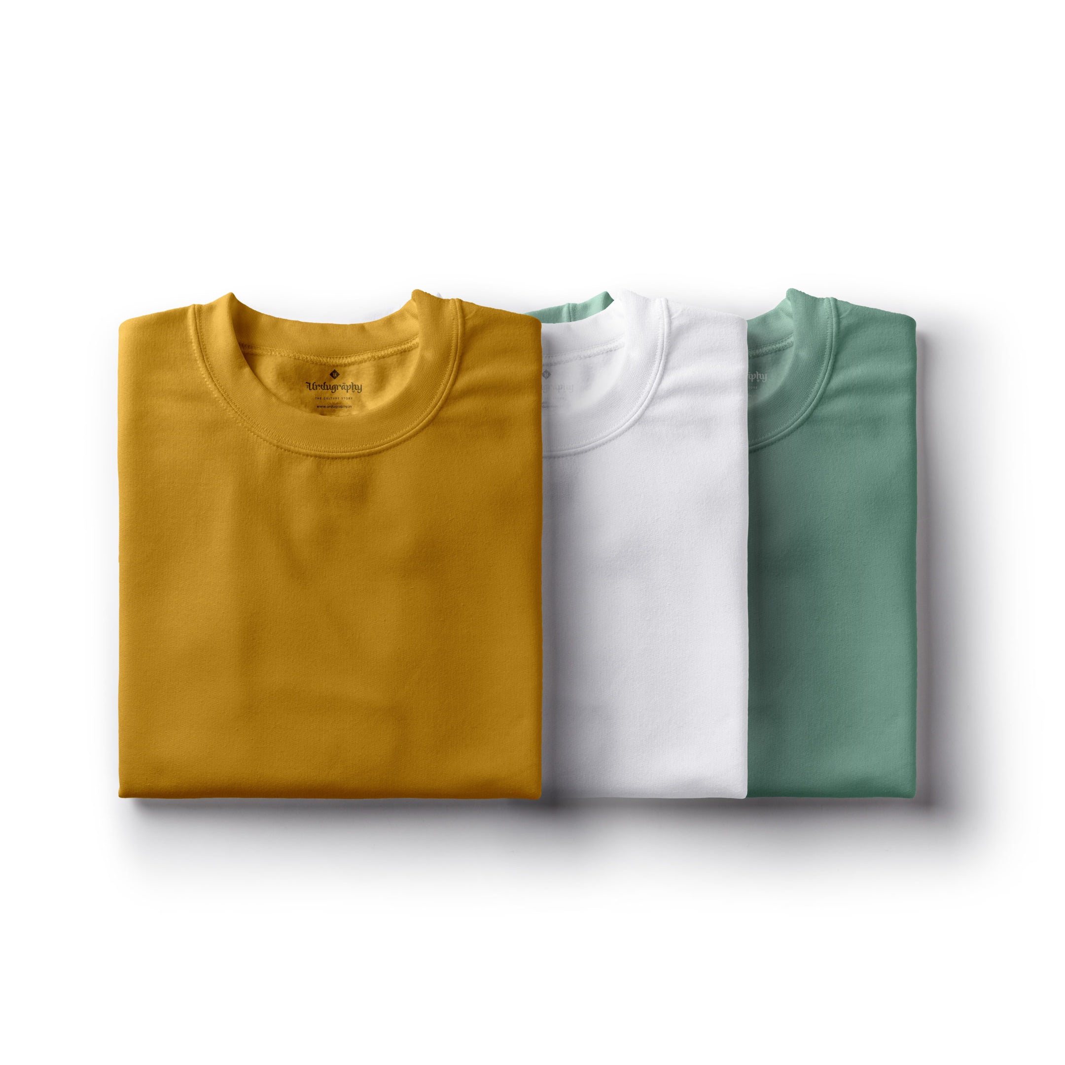 3-Pack Classic Fit T-shirts (Mustered Yellow, White, Sage Green)
