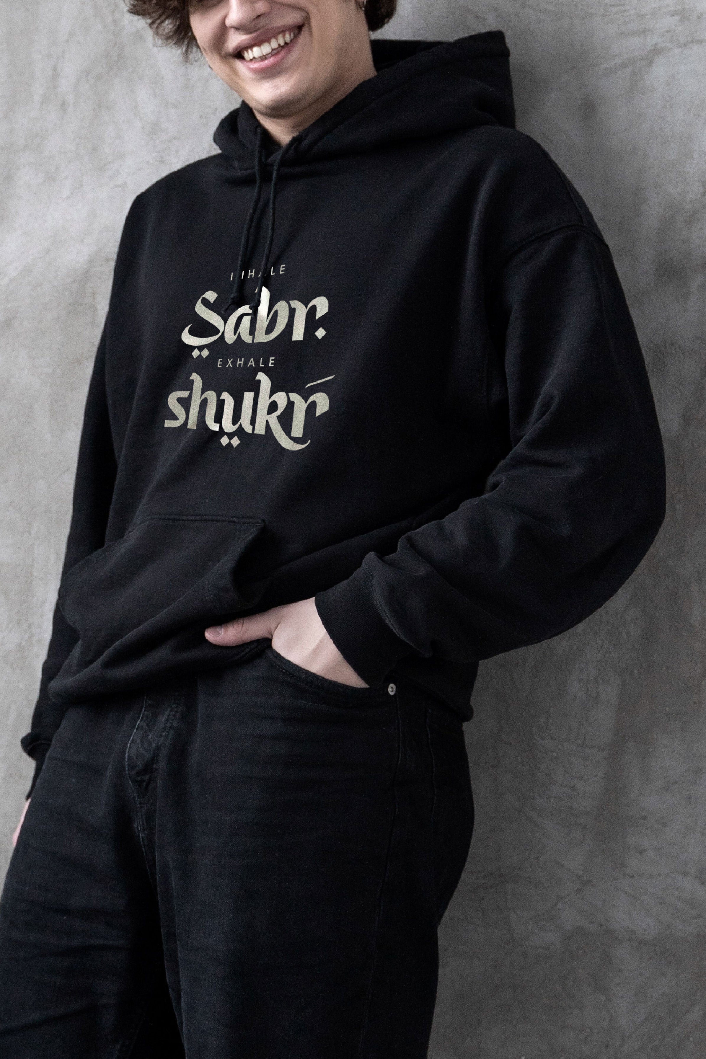 Inhale Sabr Exhale Shukr UrduHoodies, 380 GSM