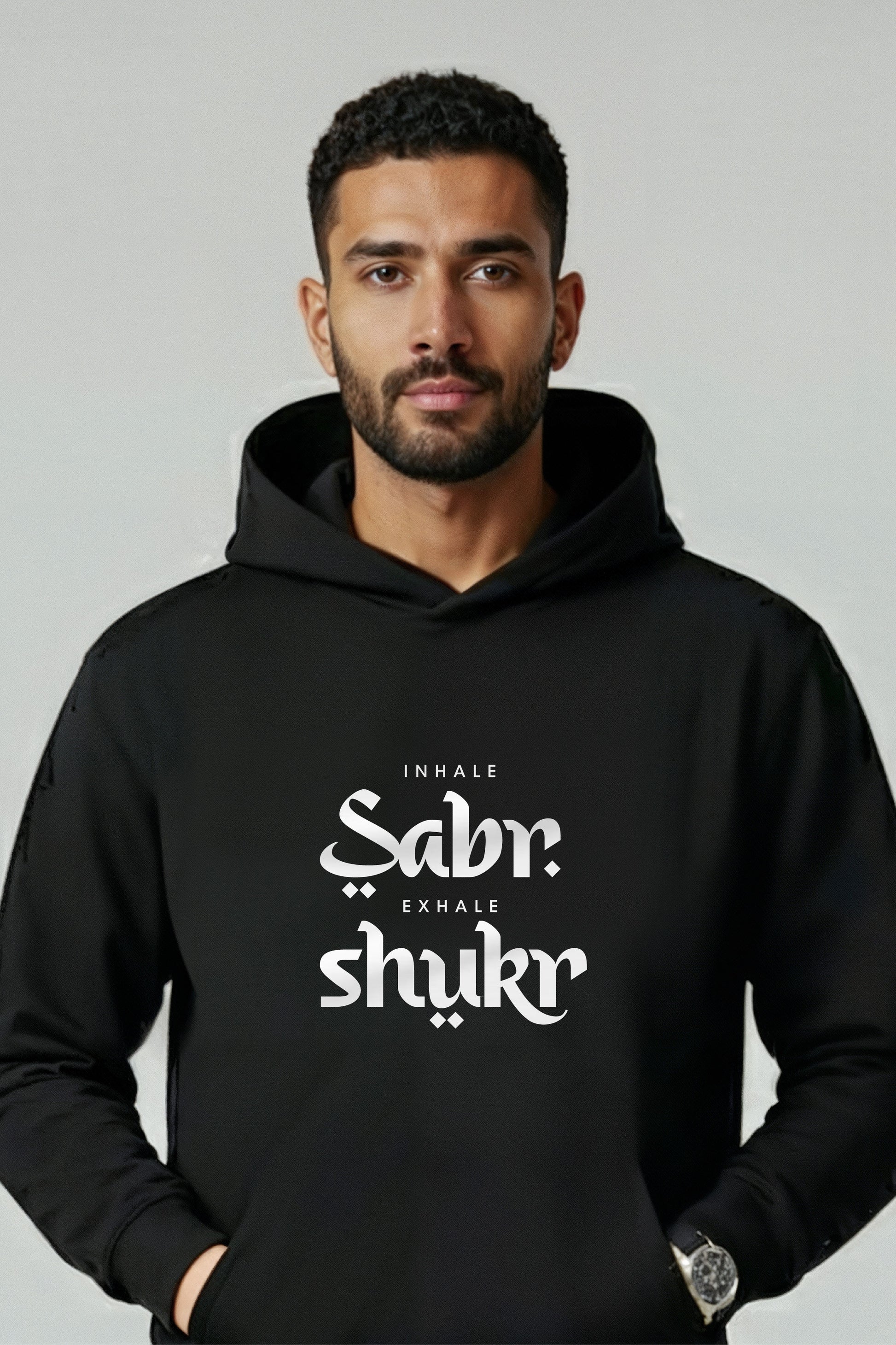 Inhale Sabr Exhale Shukr UrduHoodies, 380 GSM