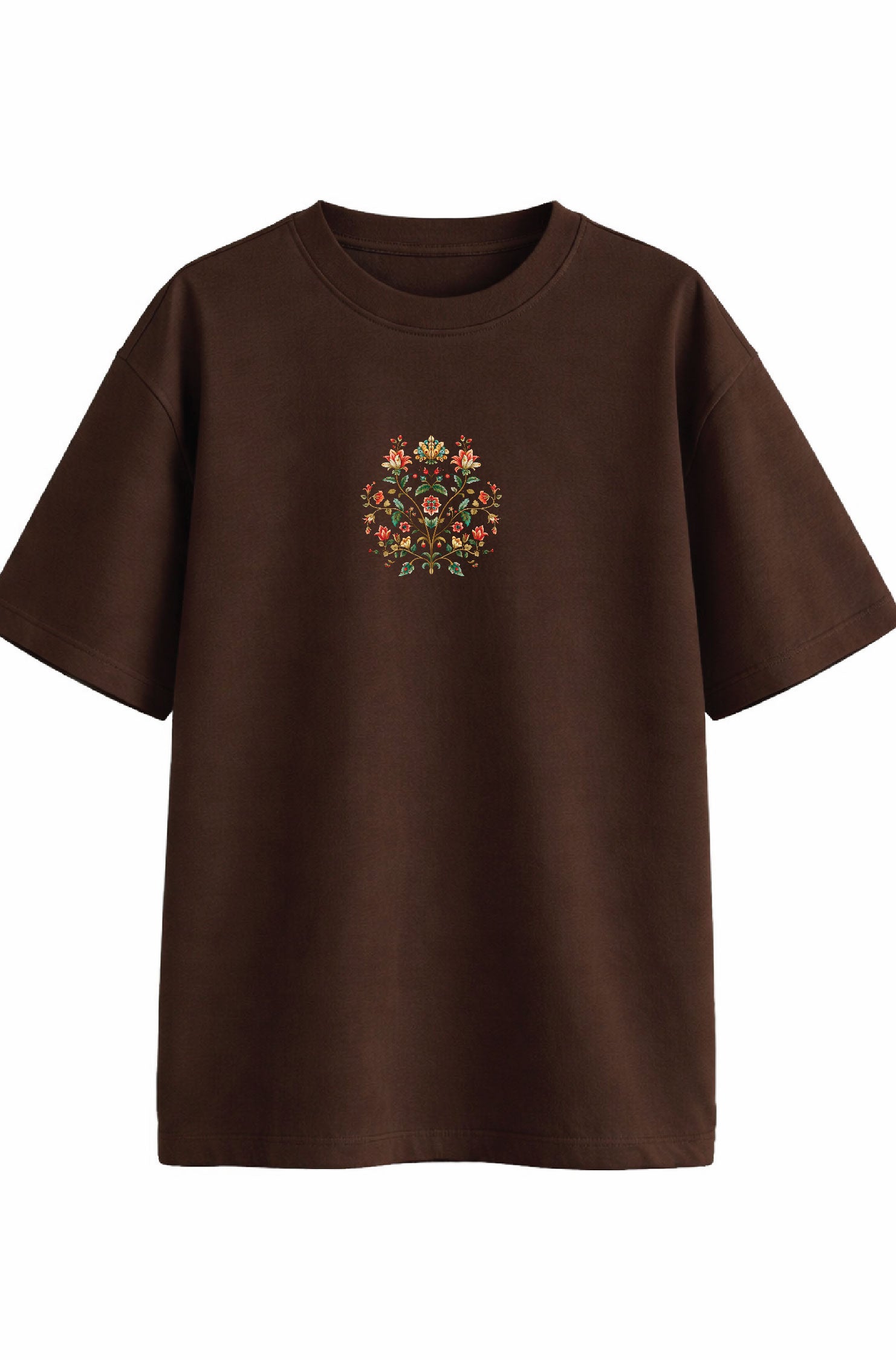 Gul Bloom Heritage Coffee Brown Oversized T-Shirt 240 GSM