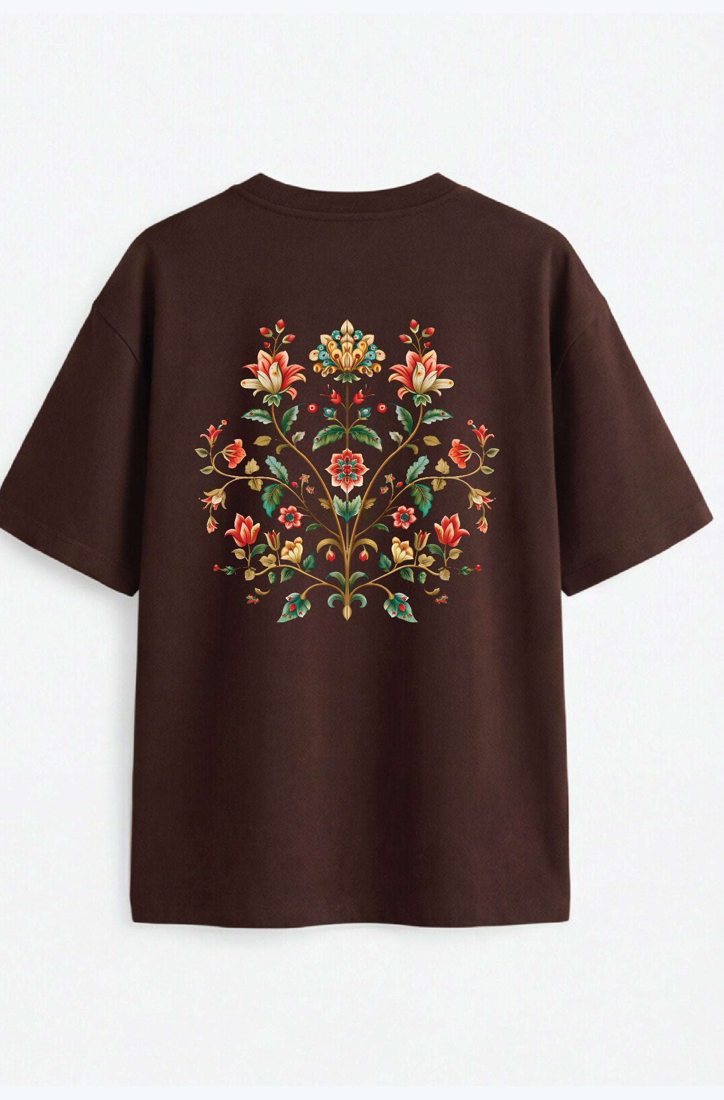 Gul Bloom Heritage Coffee Brown Oversized T-Shirt 240 GSM