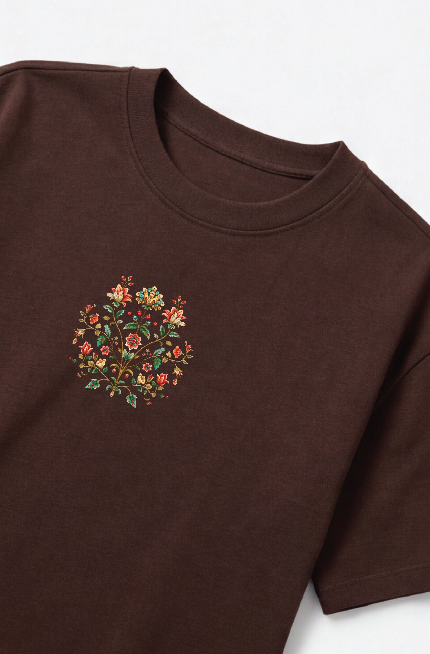 Gul Bloom Heritage Coffee Brown Oversized T-Shirt 240 GSM