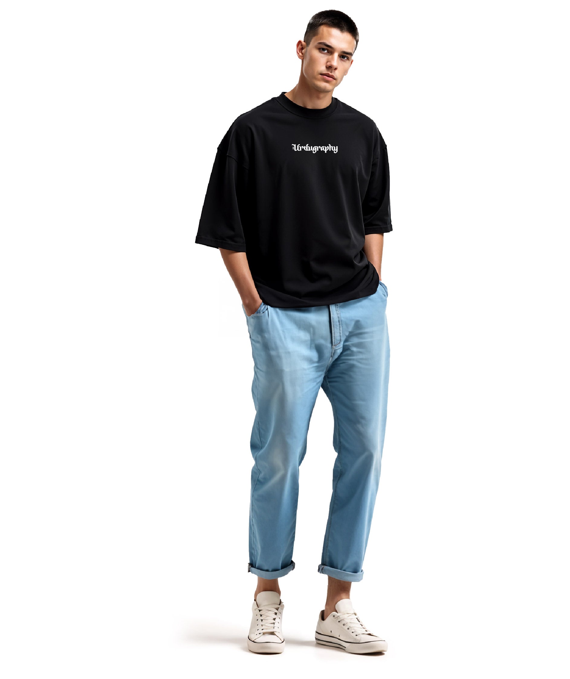 Late Lateef - Unisex Black Oversized Urdu T-Shirt