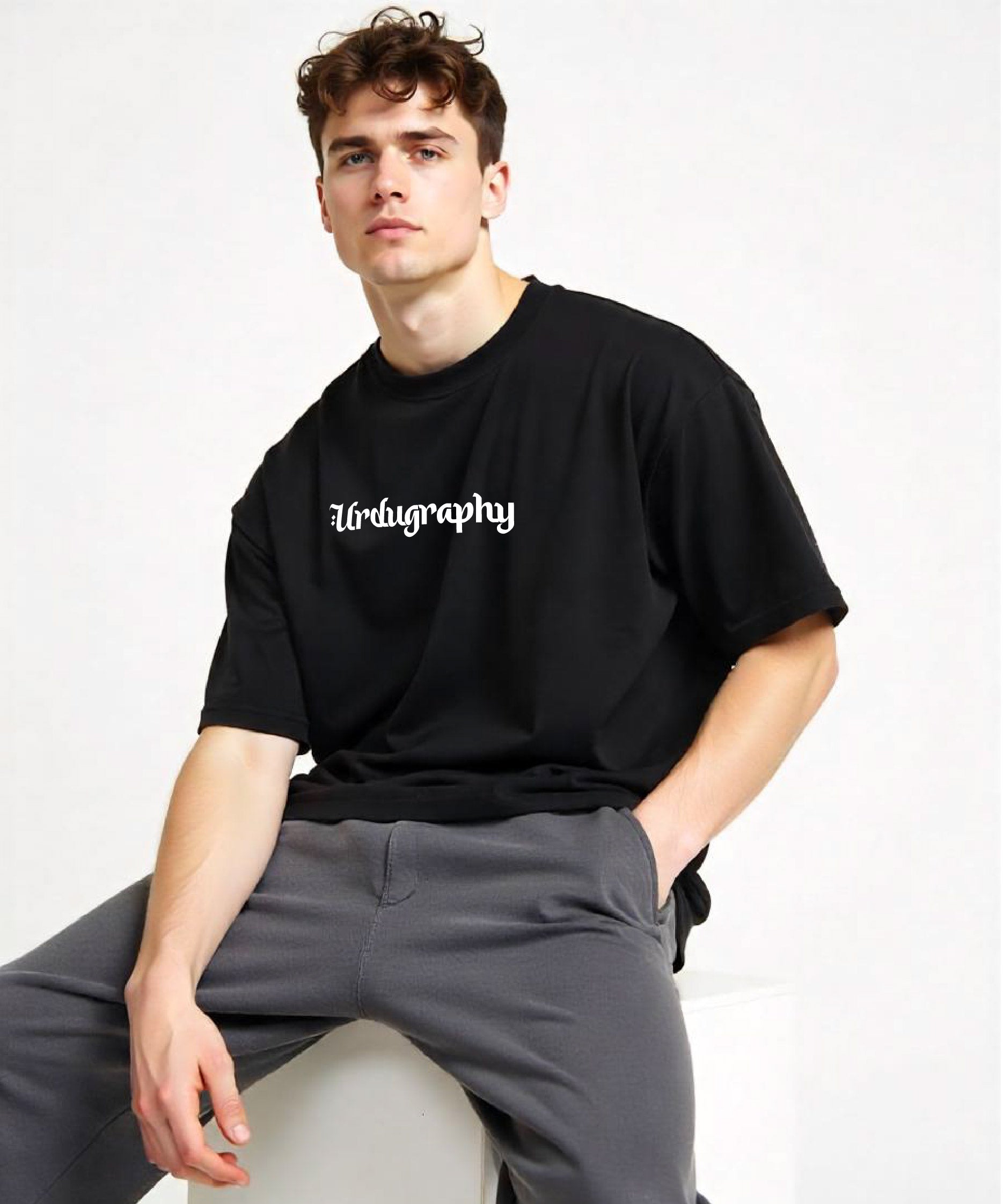 Late Lateef - Unisex Black Oversized Urdu T-Shirt