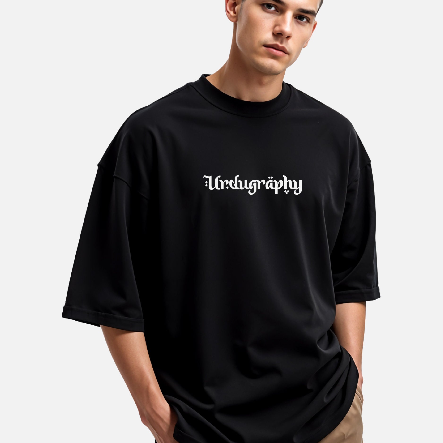 Urdugraphy T-Shirt - Unisex Black Oversized Urdu T-Shirt